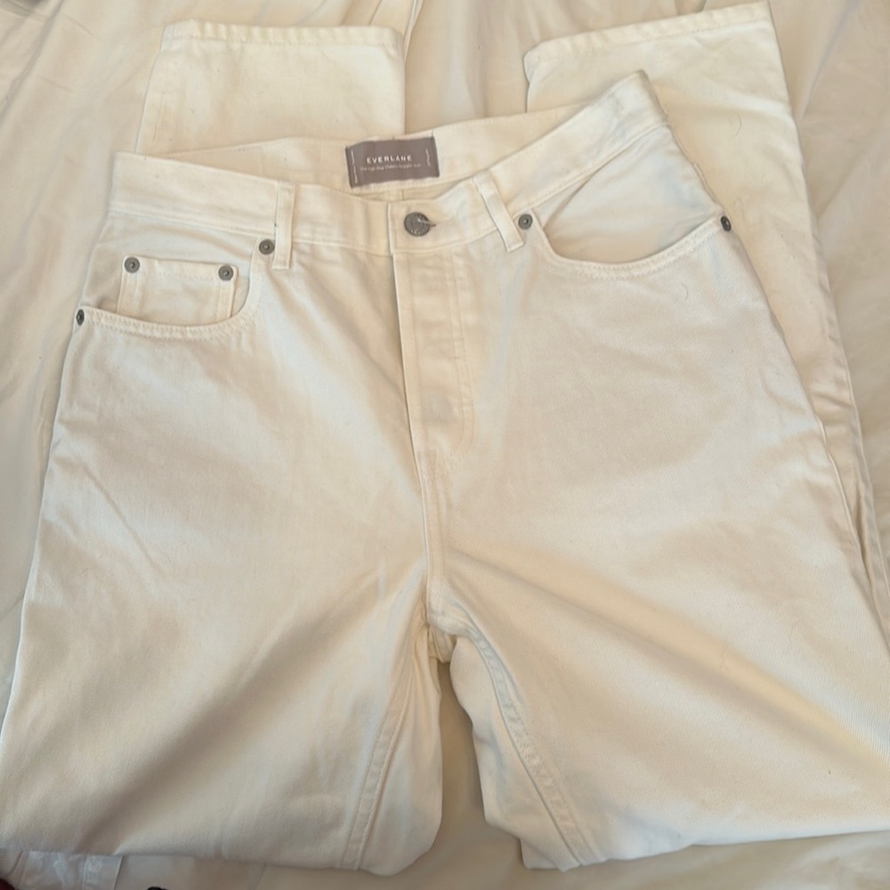 Everlane White High Rise Cheeky Straight Jean - Picture 2 of 5